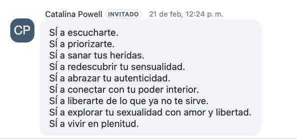 Catalina Powell: SÍ a sanar tus heridas, SÍ a vivir en plenitud